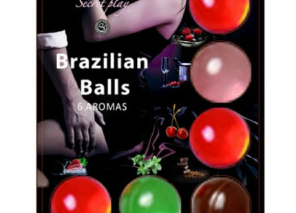 Secretplay brazilian balls schmiermittel heisse bälle 6 einheiten mit sechs glänzenden aromatischen kugeln in rot, pink, grün und braun