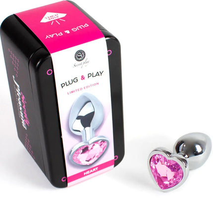SECRETPLAY - BUTT PLUG AUS METALL FUCHSIA HERZ KLEINE GRÖSSE 7 CM - Analplug