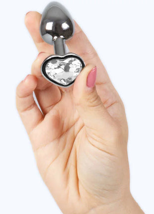 SECRETPLAY - BUTT PLUG AUS METALL KLARES KRISTALLHERZ KLEINE GRÖSSE 7 CM - Analplug
