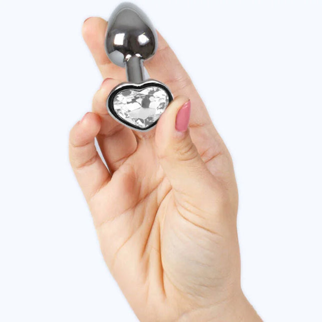 SECRETPLAY - BUTT PLUG AUS METALL KLARES KRISTALLHERZ KLEINE GRÖSSE 7 CM - Analplug