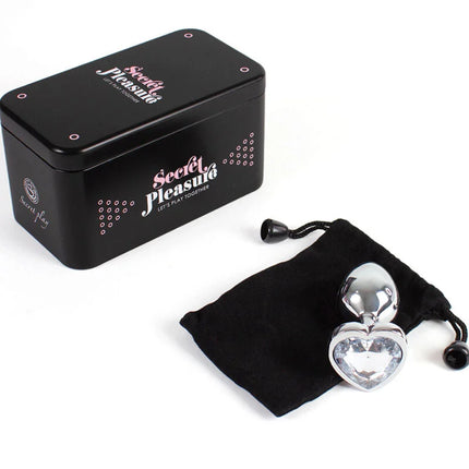 SECRETPLAY - BUTT PLUG AUS METALL KLARES KRISTALLHERZ KLEINE GRÖSSE 7 CM - Analplug