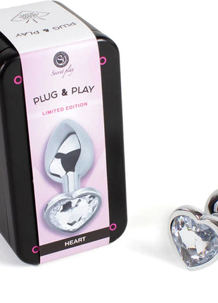 SECRETPLAY - BUTT PLUG AUS METALL KLARES KRISTALLHERZ KLEINE GRÖSSE 7 CM - Analplug