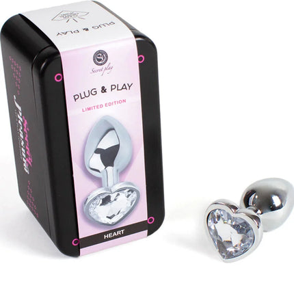 SECRETPLAY - BUTT PLUG AUS METALL KLARES KRISTALLHERZ KLEINE GRÖSSE 7 CM - Analplug