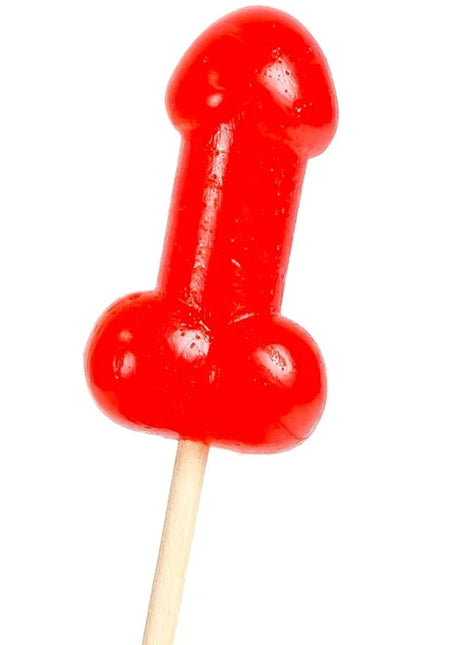 Secretplay kirsch candy penis lollipop rot glänzend mit würzigem hitzeeffekt auf holzstiel