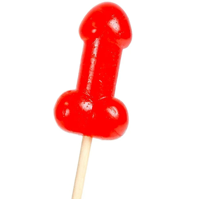 Secretplay kirsch candy penis lollipop rot glänzend mit würzigem hitzeeffekt auf holzstiel