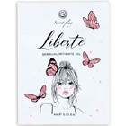 Secretplay liberté sensual intimer öl in weißer verpackung mit pinken schmetterlingen und frauenskizze für kostenlosen sexwunsch