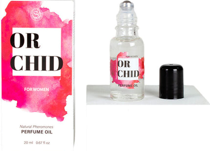Secretplay orchideen-parfümöl mit natürlichen pheromonen 20 ml in rosa aquarellbox und klarer roll-on flasche