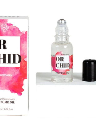 Secretplay orchideen-parfümöl mit natürlichen pheromonen 20 ml in rosa aquarellbox und klarer roll-on flasche