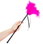 Secretplay rosa federn 40 cm vibrierender rosa federnstaubwedel mit schwarzem griff aus kunststoff