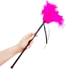 Secretplay rosa federn 40 cm vibrierender rosa federnstaubwedel mit schwarzem griff aus kunststoff