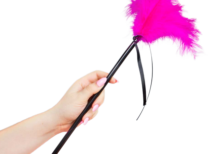 Secretplay rosa federn 40 cm vibranter pinker federstaub mit elegantem schwarzem griff