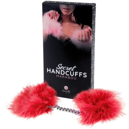 SECRETPLAY - ROTE MARABOU-HANDSCHELLEN - Handschellen