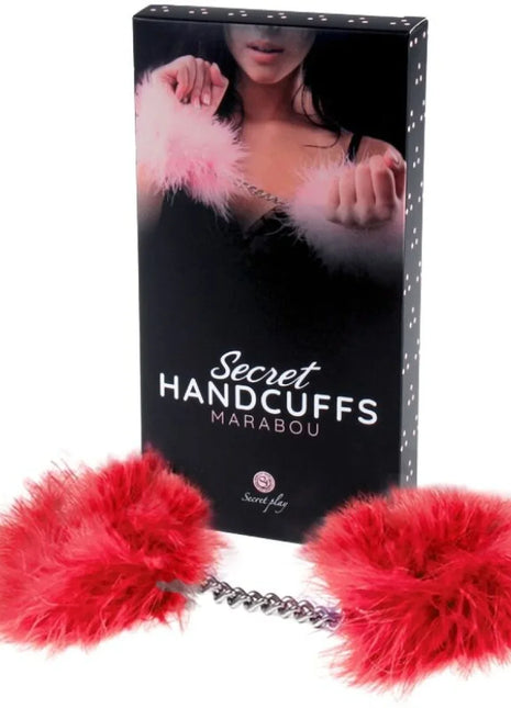 SECRETPLAY - ROTE MARABOU-HANDSCHELLEN - Handschellen