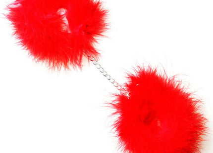 SECRETPLAY - ROTE MARABOU-HANDSCHELLEN - Handschellen