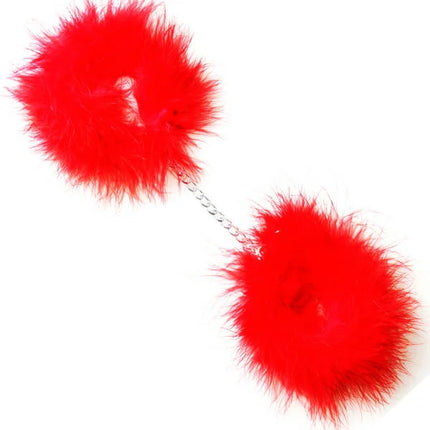 SECRETPLAY - ROTE MARABOU-HANDSCHELLEN - Handschellen