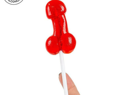 Secretplay schwanzlutscher mit alkohol erdbeer-daiquiri roter glänzender lutscher in phallusform mit zwei runden enden