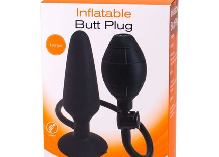 Schwarzer aufblasbarer analplug größe l von seven creations aus silikon mit pumpe und schlauch