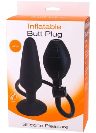Schwarzer aufblasbarer analplug größe l von seven creations aus silikon mit pumpe und schlauch