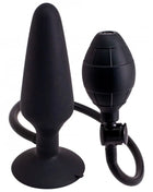 Schwarzer silikon aufblasbarer analplug größe l von seven creations mit pumpe und schlauch