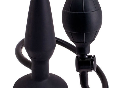Schwarzer aufblasbarer analplug größe m von seven creations mit pumpe und schlauch für einfache handhabung