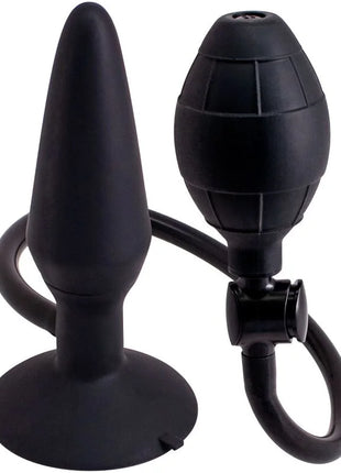 Schwarzer aufblasbarer analplug größe m von seven creations mit pumpe und schlauch für einfache handhabung