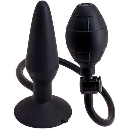 Schwarzer aufblasbarer analplug größe m von seven creations mit pumpe und schlauch für einfache handhabung