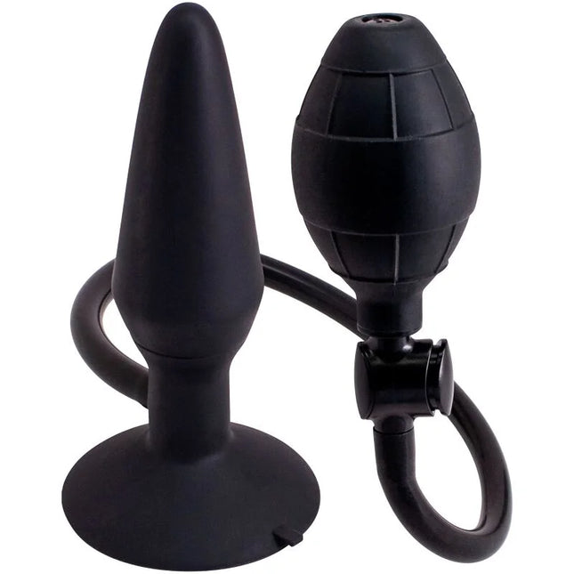 Schwarzer aufblasbarer analplug größe m von seven creations mit pumpe und schlauch für einfache handhabung