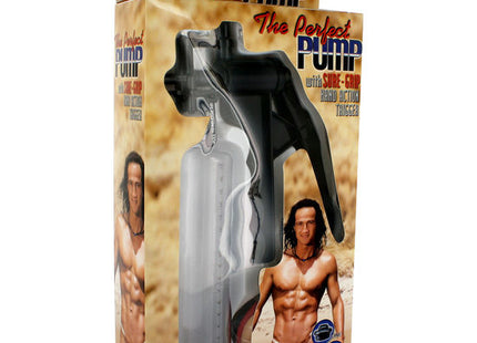 Schwarze und klare kunststoff-pumpe mit triggermechanismus für perfekte penis-erektion von seven creations