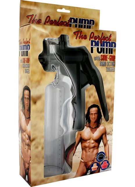 Schwarze und klare kunststoff-pumpe mit triggermechanismus für perfekte penis-erektion von seven creations