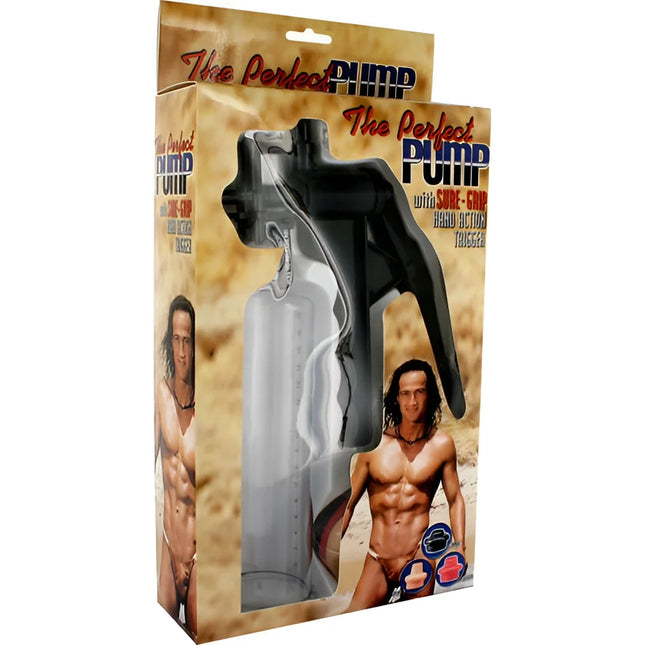 Schwarze und klare kunststoff-pumpe mit triggermechanismus für perfekte penis-erektion von seven creations