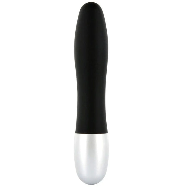Schwarzer und silberner dual-tone vibrator von seven creations mit elegantem ergonomischem design