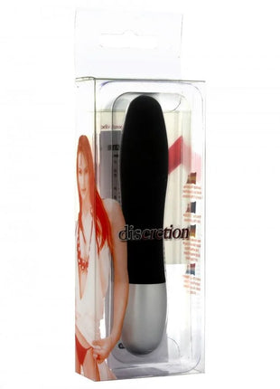Schwarzer und silberner seven creations discretion vibrator in transparenter verpackung, erwachsenenartikel
