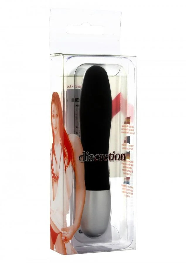 Schwarzer und silberner seven creations discretion vibrator in transparenter verpackung, erwachsenenartikel