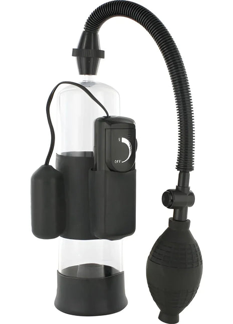 Schwarze und klare kunststoff vakuumpumpe mit flexiblem schlauch und bulb zur penile erektionsförderung von seven creations