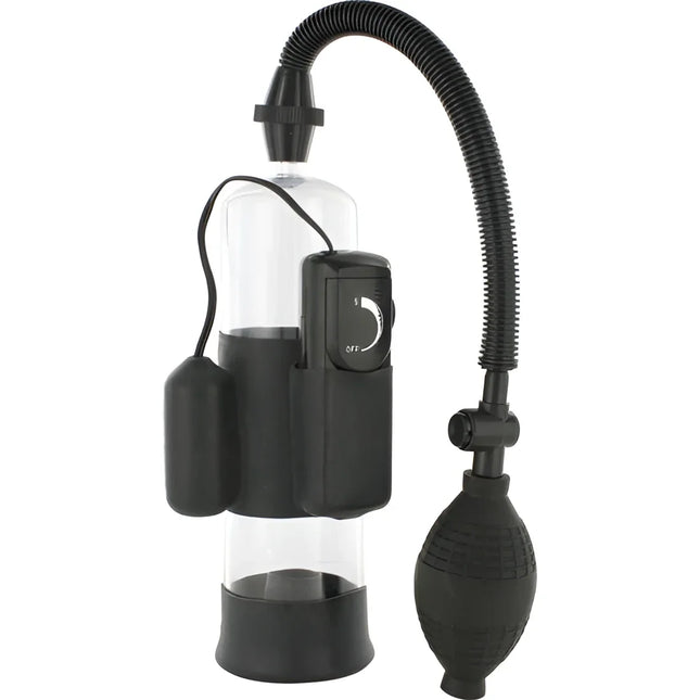 Schwarze und klare kunststoff vakuumpumpe mit flexiblem schlauch und bulb zur penile erektionsförderung von seven creations