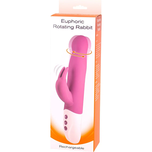 Pink und weißer euphorischer rabbit vibrator mit lila rotation und ergonomischem design von Seven Creations