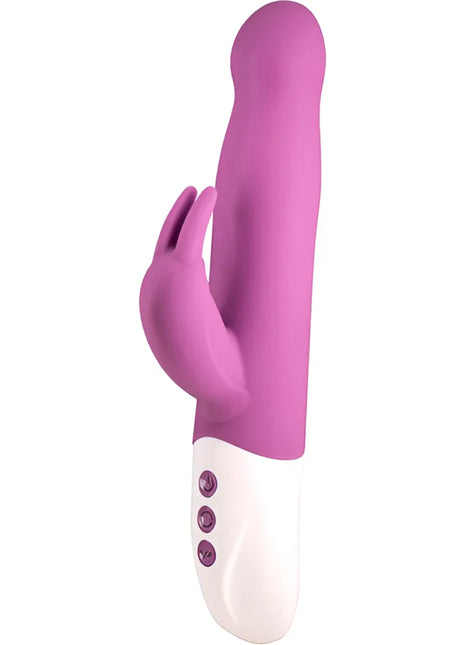 Seven creations euphoric bunny vibrator in lila und weiß mit drei steuerungstasten am fuß aus silikon