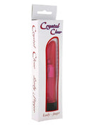 Ein sieben creations kristallklarer vibrator lady rosa aus durchsichtigem pink und schwarz in klarer markenverpackung