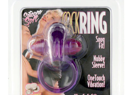 Lila silikon-vibratorring von seven creations mit noppenhülle und ein-tasten-vibration in lila