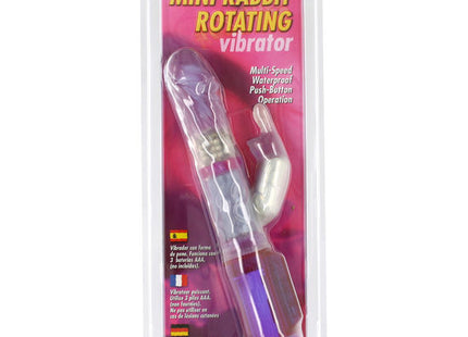 Transparenter plastik mini vibrator rottierend mit lila und silbernen akzenten von seven creations mini-raubende hase