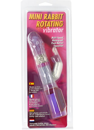 Transparenter plastik mini vibrator rottierend mit lila und silbernen akzenten von seven creations mini-raubende hase