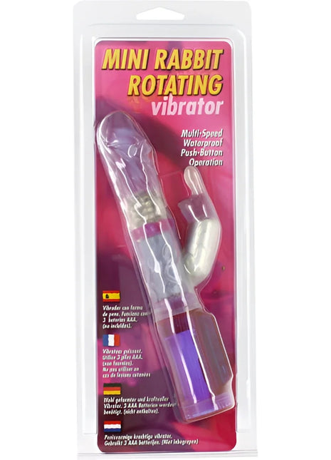 Transparenter plastik mini vibrator rottierend mit lila und silbernen akzenten von seven creations mini-raubende hase