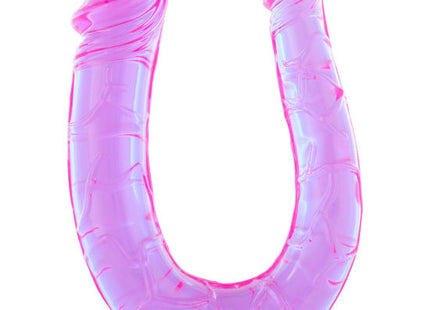 Pink transparenter silikon u-förmiger doppelseitiger dildo mit zwei flexiblen jelly-köpfen von seven creations
