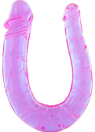 Pink transparenter silikon u-förmiger doppelseitiger dildo mit zwei flexiblen jelly-köpfen von seven creations