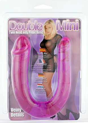 Seven creations penis mit zwei flexiblen jelly-köpfen aus durchsichtigem pinkem plastik mit venösen details