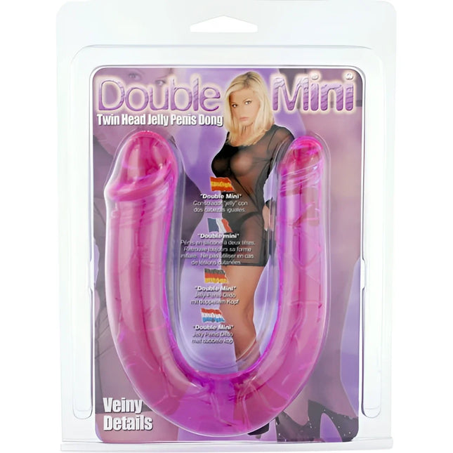 Seven creations penis mit zwei flexiblen jelly-köpfen aus durchsichtigem pinkem plastik mit venösen details
