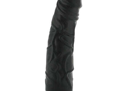 Schwarzer silikonvibrator von seven creations mit texturierten rillen und geripptem griff 22 cm lang