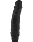 Schwarzer silikonvibrator von seven creations mit texturierten rillen und geripptem griff 22 cm lang