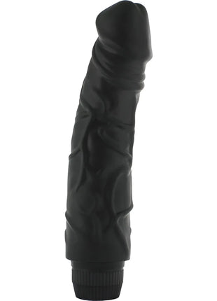 Schwarzer silikonvibrator von seven creations mit texturierten rillen und geripptem griff 22 cm lang