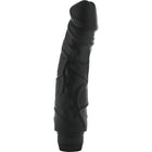Schwarzer silikonvibrator von seven creations mit texturierten rillen und geripptem griff 22 cm lang